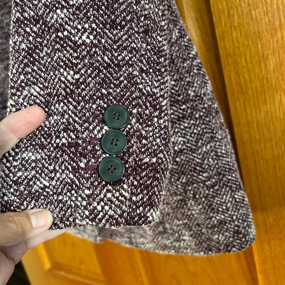 Talbots Tweed Double Button Jacket Color: Eggplant and White Condition: Like New - Picture 2 of 9
